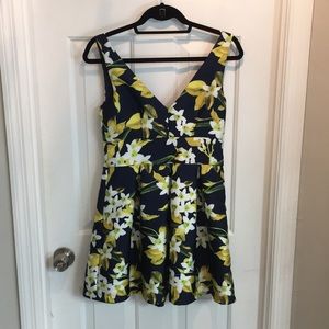 Navy Blue and Yellow Floral Dress